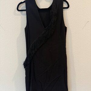 ALC Black Fringe Detail Mini Dress